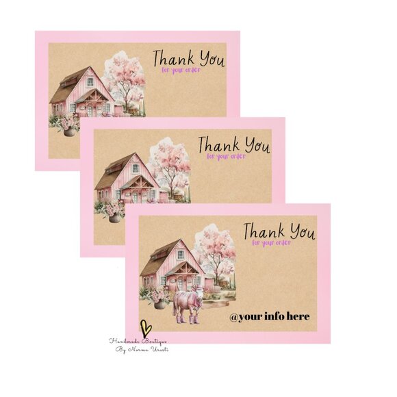1x  Cowgirl Pink DESIGN Thank You CARD - Picture 3 of 7